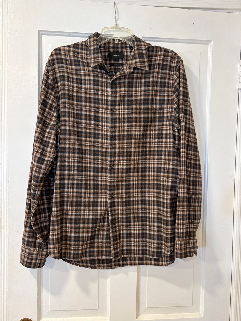 EUC Vince Classic Fit Mens L Multi Color Long Sleeve Button Up Flannel Shirt